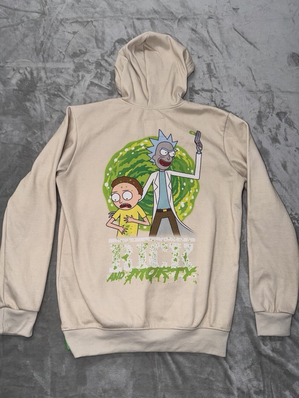 Rick And Morty x Members Only x Adult swim Hoodie Sweatshirt Cream Small